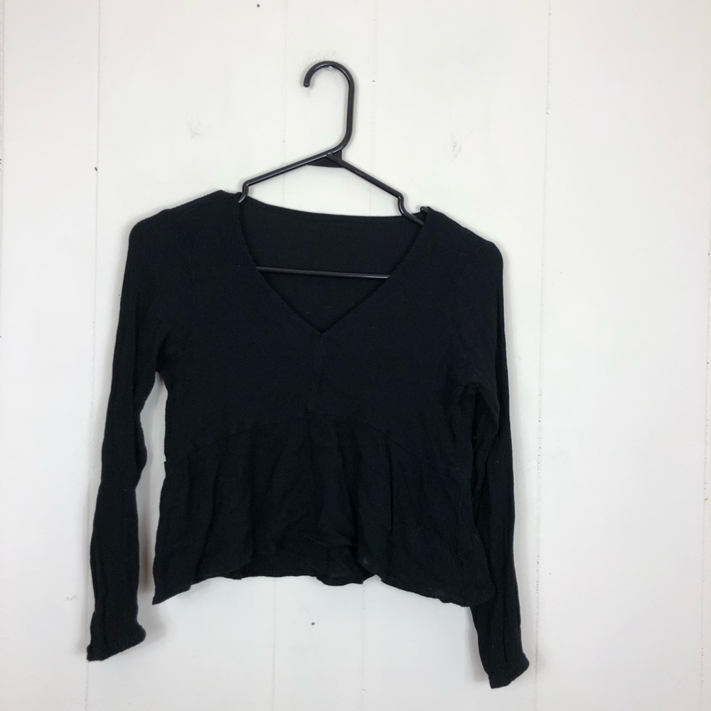 Black Babydoll Crop Top Sz S